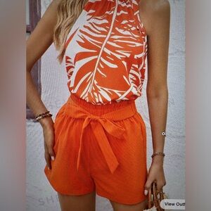 SHEIN High Waist Orange Shorts